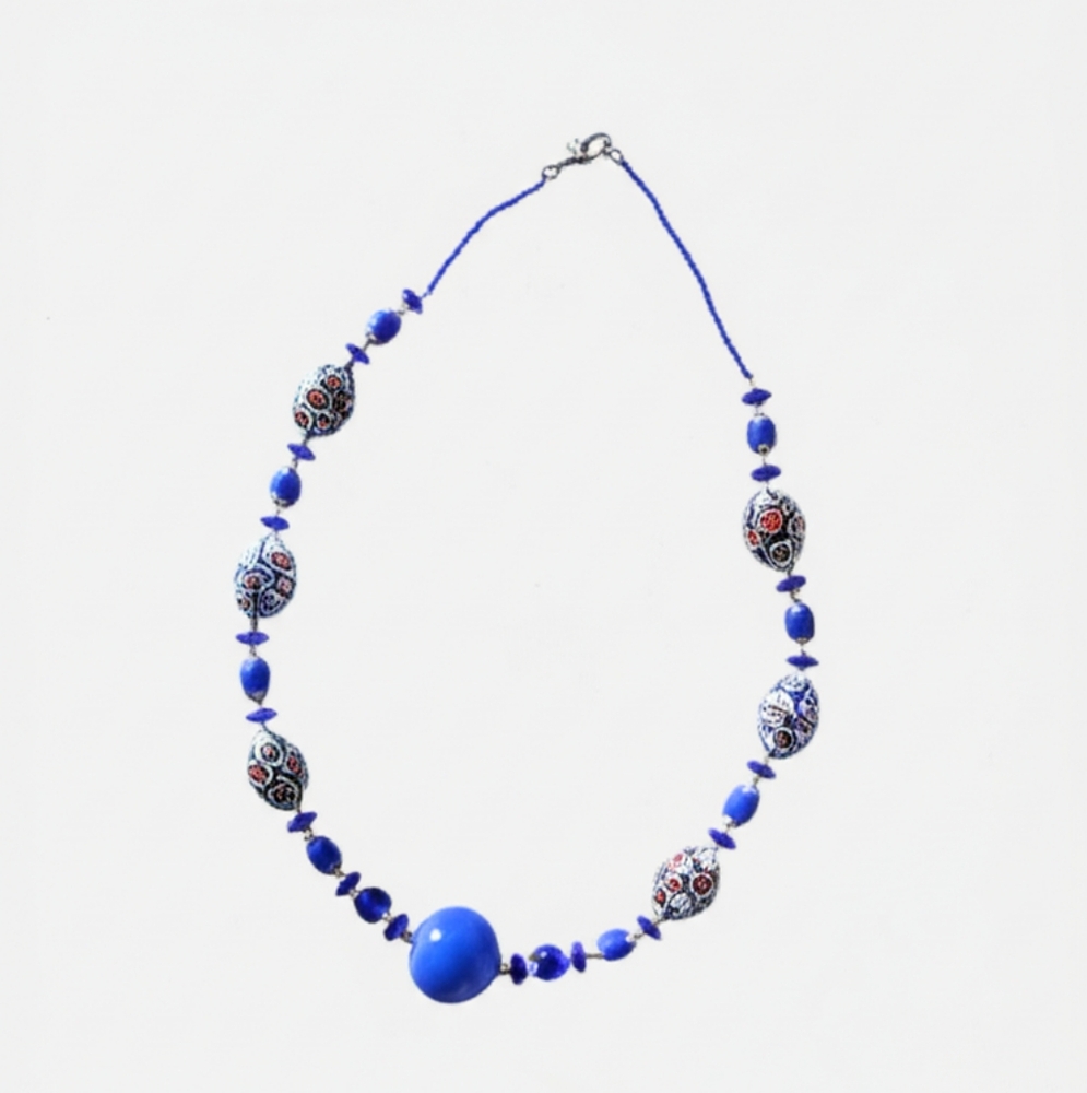Murano Glass Venetian Beads Blue Beaded Necklace